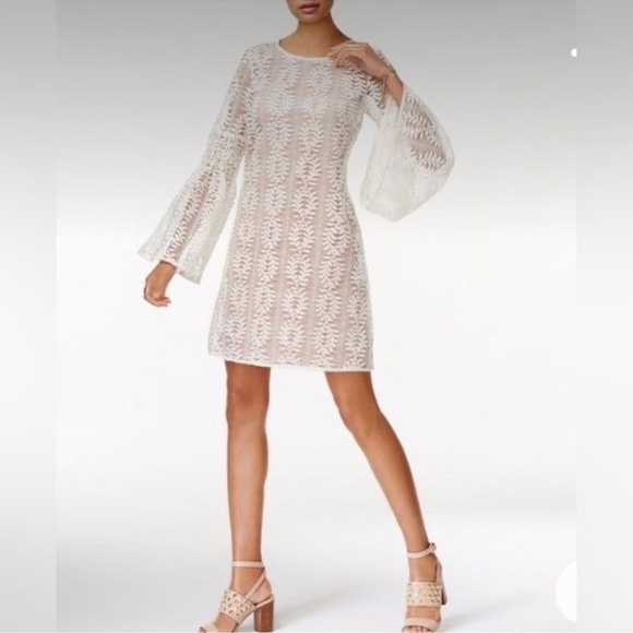 MICHAEL Michael Kors Dresses & Skirts - Michael Michael Kors Ivory Bell Sleeve Lace Dress Size M